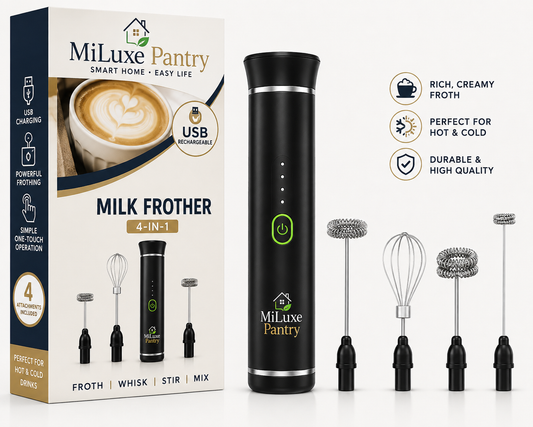 Portable Electric Milk Frother – USB Rechargeable Coffee & Matcha Whisk